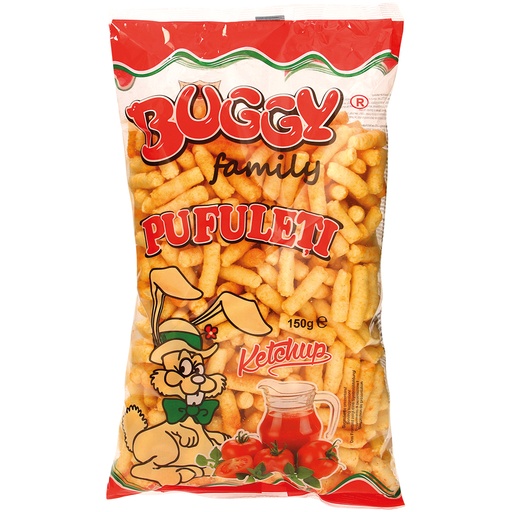 Maïs-snackproduct met ketchup-smaak.