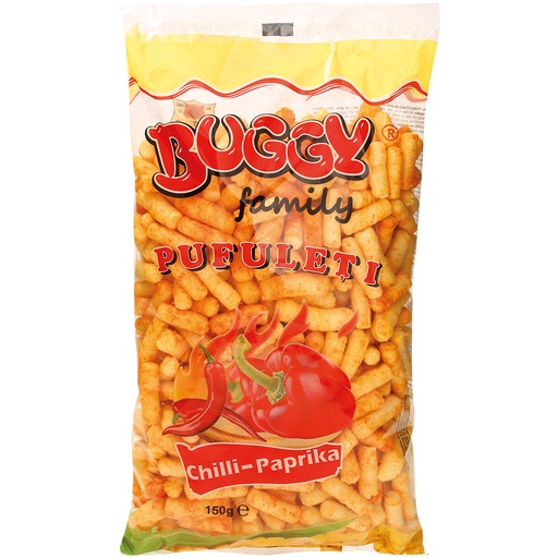 Maïssnack met 0.5% chili-paprikapoeder.