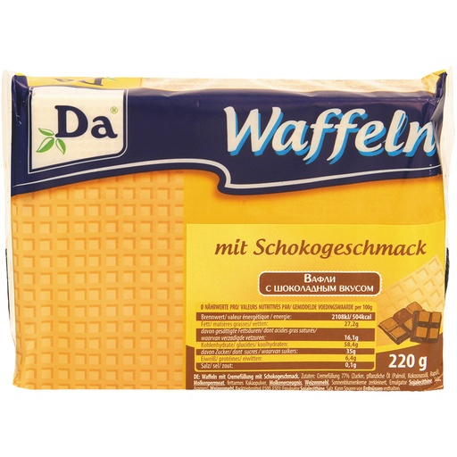 Wafels "Da" met roomvulling met chocoladesmaak.