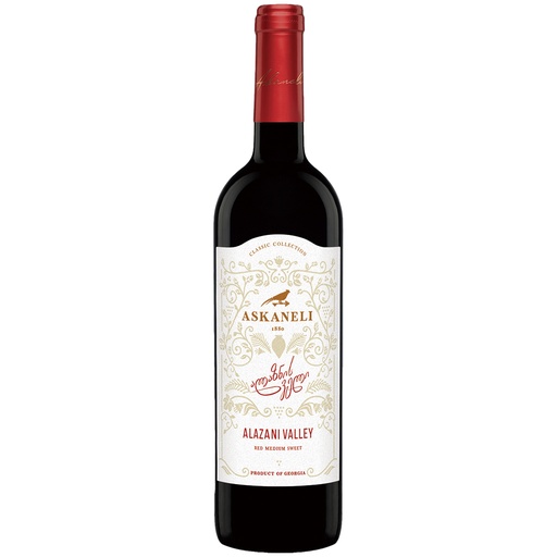 "Alasanskaya Dolina" rode wijn uit Georgië, zoet, 12% vol.