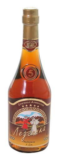 Armeense sterke drank "Lezginka" 5 jaar oud 40% vol.