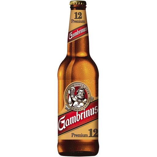 Bier "Gambrinus" 5,2% vol. Plato 12%.