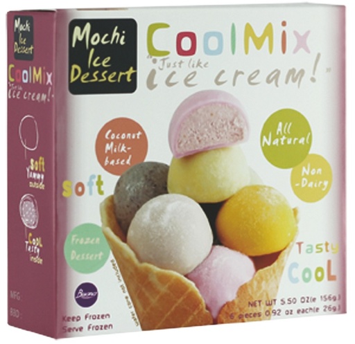 Ijs dessert mix "Mochi" gemaakt van kokosmelk, diepgevroren