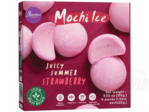 Aardbeienijsdessert "Mochi" gemaakt van kokosmelk