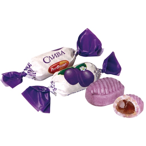 Hartkaramel "Sliva" met een vulling van 22% met pruimensmaak