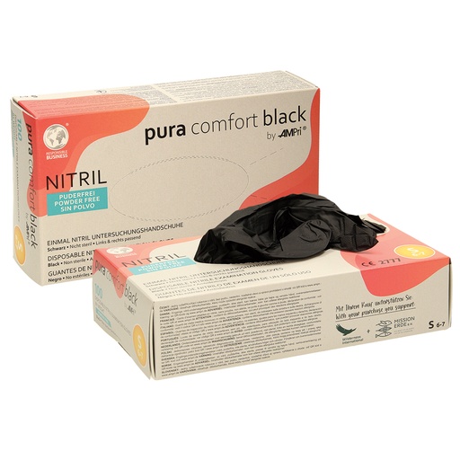 Nitril onderzoekshandschoen, poedervrij, zwart, maat S, 240