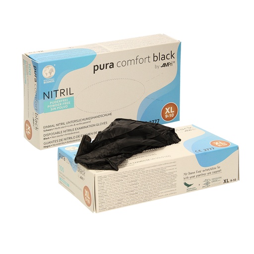 Nitril onderzoekshandschoenen, poedervrij, zwart, maat XL, 2