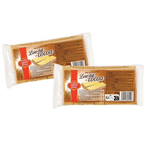 Wafels met 58% Crèmevulling met magere cacaopoeder
