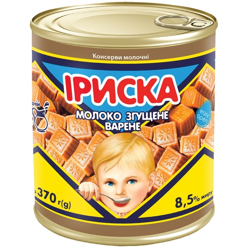 Gekarameliseerd gezoet gecondenseerd melkproduct "Iriska" 8,5 % vet