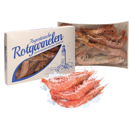 Аргентинские красные креветки, сырые, не очищенные, с голово