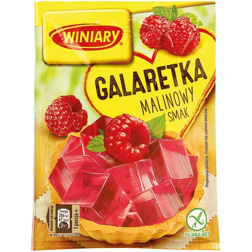 Poeder voor gele dessert met frambozensmaak