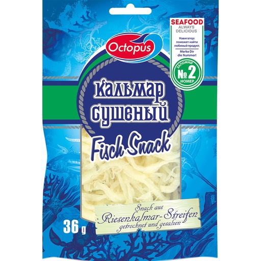 Снэк из полосок кальмара, соленый и сушеный