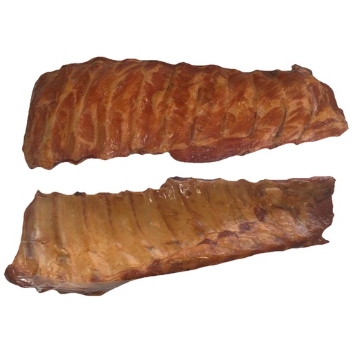 Gepocheerde spareribs, gekookt en gerookt, vacuüm verpakt