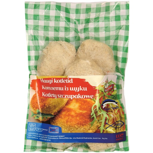 Visfrikadellen met snoek, brasem en spek, gepaneerd