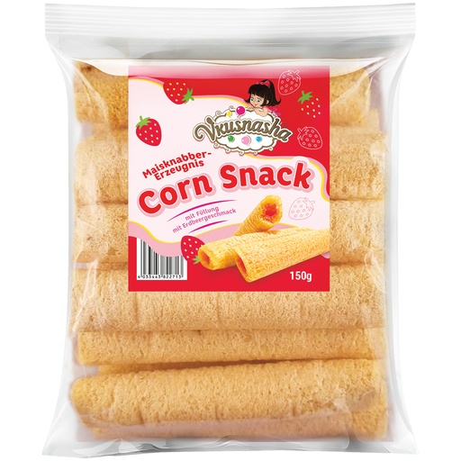 VKUSNASHA Maïsnibbelproduct met vulling van aardbeiensmaak