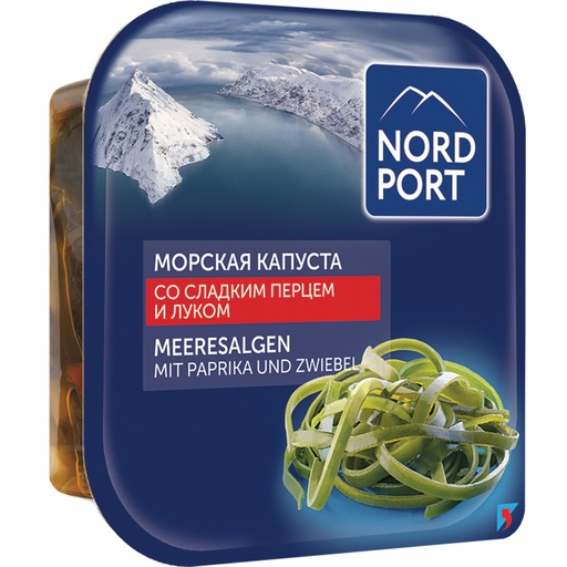 Zeewier gemarineerd met paprika en ui