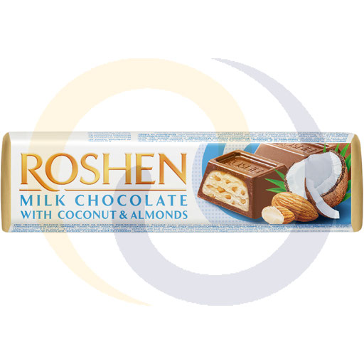Roshen chocoladereep met kokos–amandelsmaakvulling 38g