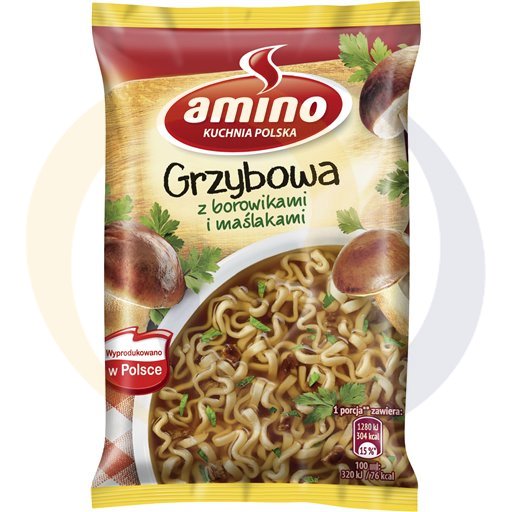 Аминокислотные грибы с белыми грибами, суп быстрого приготов