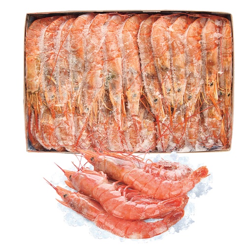 Аргентинские красные креветки, сырые, не очищенные, с голово