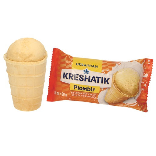 "KRESHATIK" IJs met crème brûléesmaak in een ijswafel