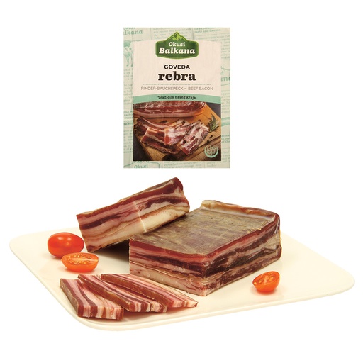 Халяль Говяжий бекон, сыровяленный, копченый, процесс созрев