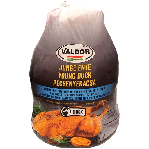 Diepgevroren jonge eend met hals en met ingewanden