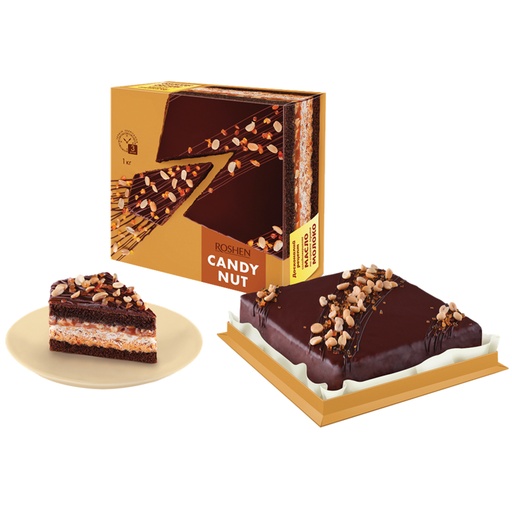 Taart "Candy Nut" gevuld met karamellen en boter-gecondensee