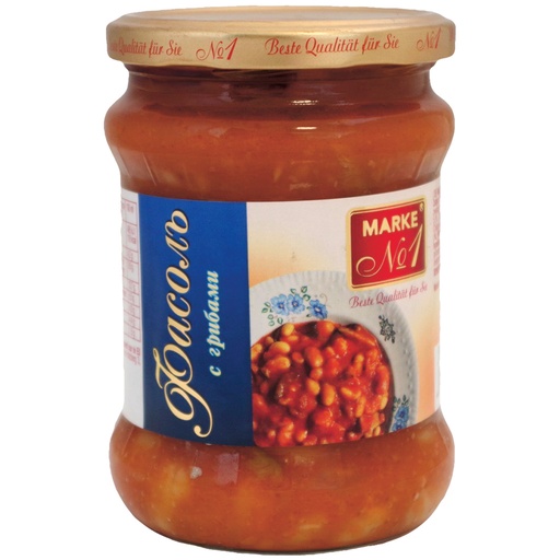 Белая фасоль с вешенками, в томатном соусе