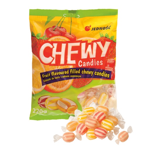 Микс из жевательных конфет с 10% начинкой со вкусами клубник