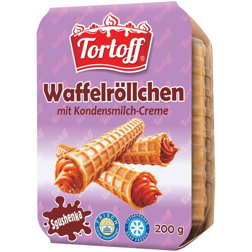 "TORTOFF" Вафельные трубочки со сгущенным молоком, заморожен