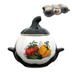 Pompoenpot wit-bruin 0,75l set 6st.