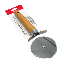 Нож для пиццы, теста, пирогов роликовый, 21 см, дерево, стал