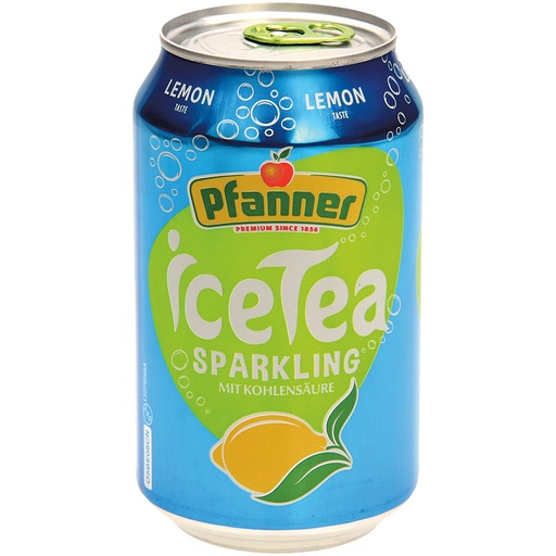 Zwarte thee-drank met koolzuur en citroensmaak, met suikers 