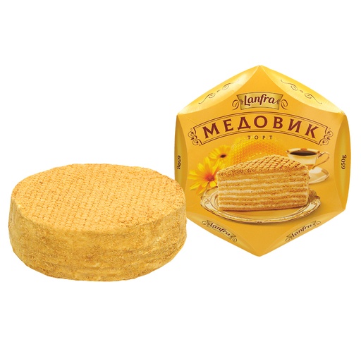 Многослойный торт с 56% кремовой начинки и 5,2% меда, заморо