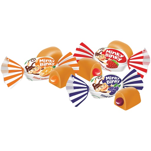 Zachte karamel "MINKY BINKY" met gelei-vulling (30%) met abr