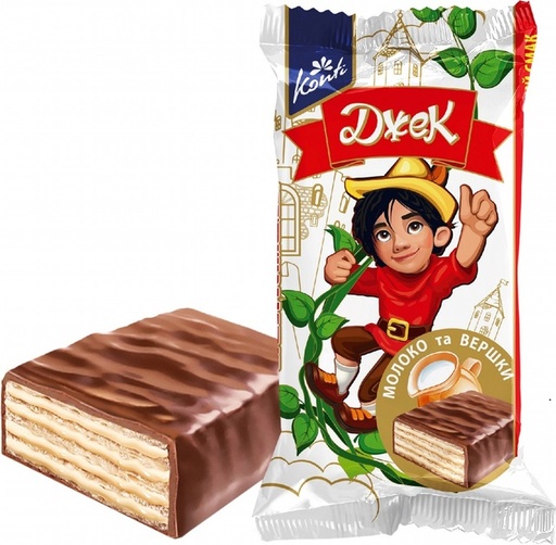 "KONTI" Wafelreep "Dzhek" met melk smaak in cacao-vetglazuur