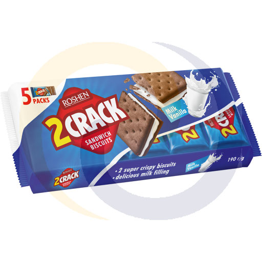 Crackers 2Crack melk-vanille 190g