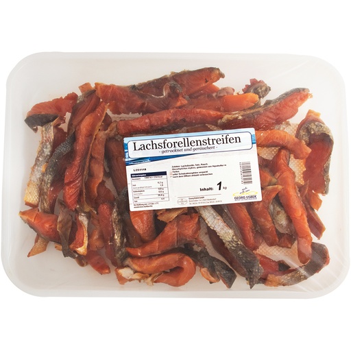 Полоски форели, вяленые и копченые