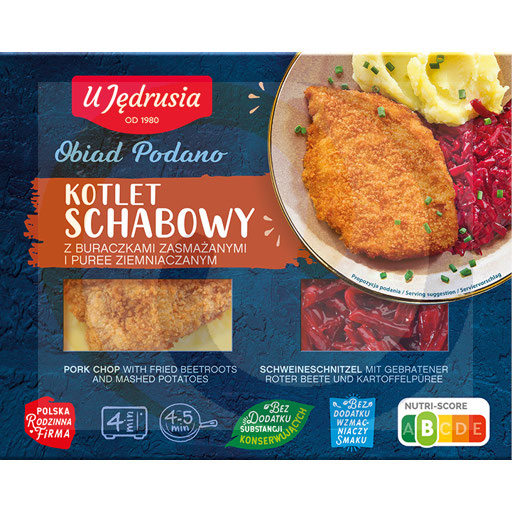 Свиная отбивная с картофельным пюре и бургером. 400 г / 5 шт