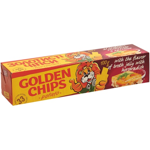 Gouden chips met aspik-peperwortelsmaak