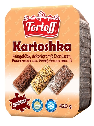 "Tortoff Kartoshka" пирожное, украшенное арахисом, сахарной