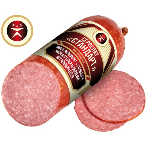 Grobe Brühwurst "Standaard" naar de stijl van een kooksalami, met kippenvlees