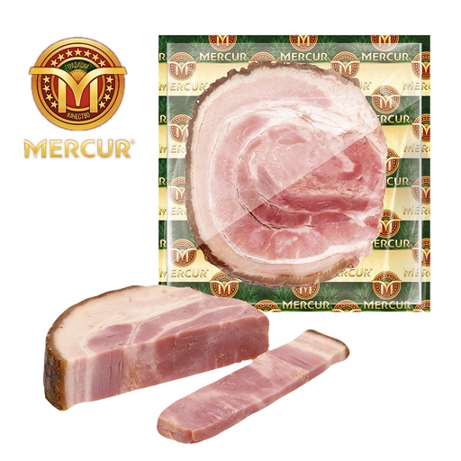Varkensbuikrol "Mercur Domaschnij Rulet" gezouten en gekookt