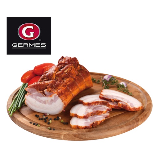 Varkensbuik "Korejka na dymu" gepekeld en gerookt