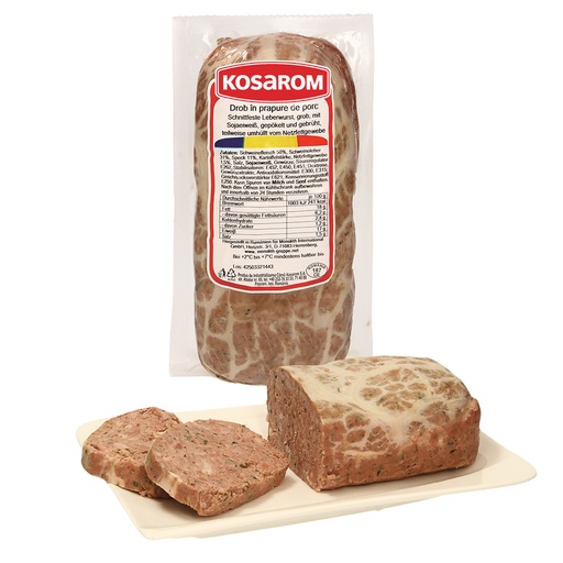 "Drob in prapure de porc" Snijvaste leverworst, grof, met so