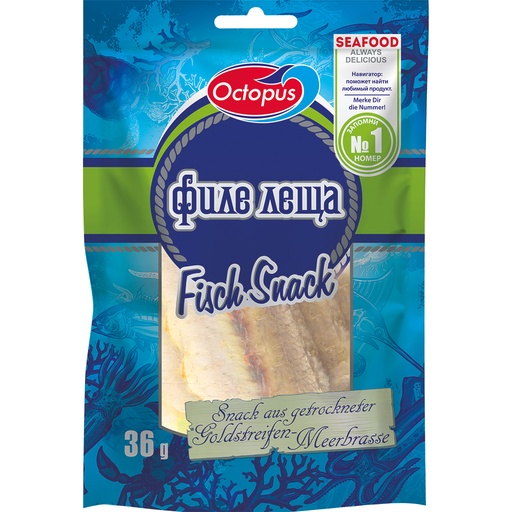 Снэк из филе золотого леща (Nemipterus virgatus), сушеный и