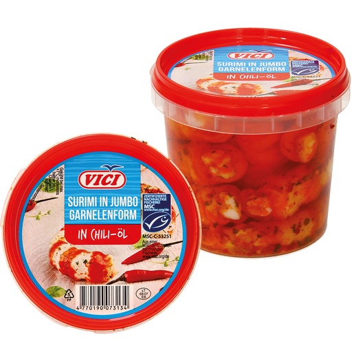 Surimi in jumbogarnalenvorm in chili-olie