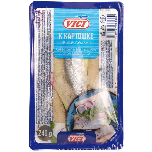 Gezouten haringfilets zonder huid, in olie "K kartoshke"
