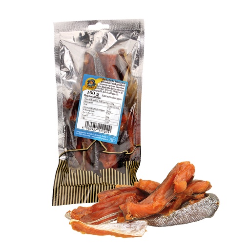 Gedroogde en gezouten bultzalmstukjes