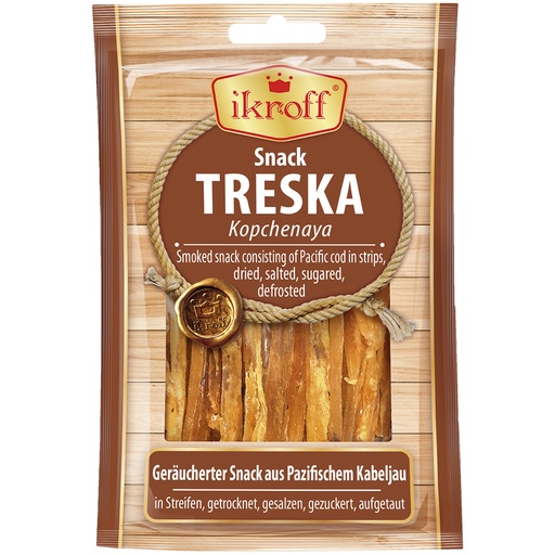 "IKROFF" Копченая Закуска из трески соломкой, сухая и солена